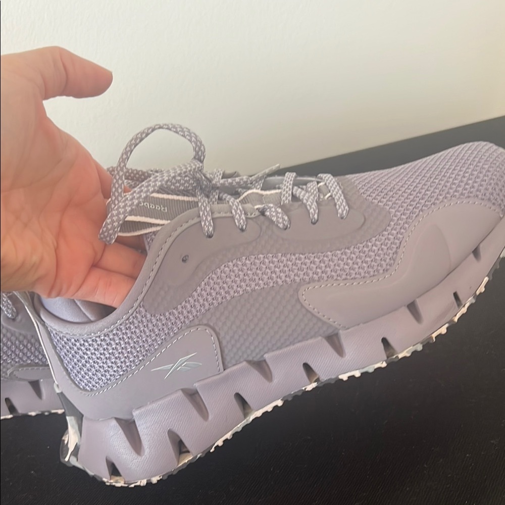 Reebok gray Athletic Shoes with Mesh Upper and Wavy Midsole-